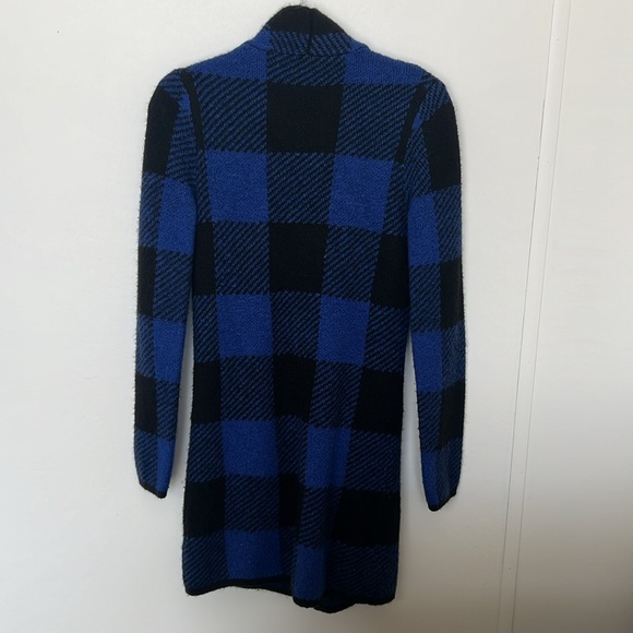 Cozy Knit Plaid Long Cardigan XS - Picture 3 of 3